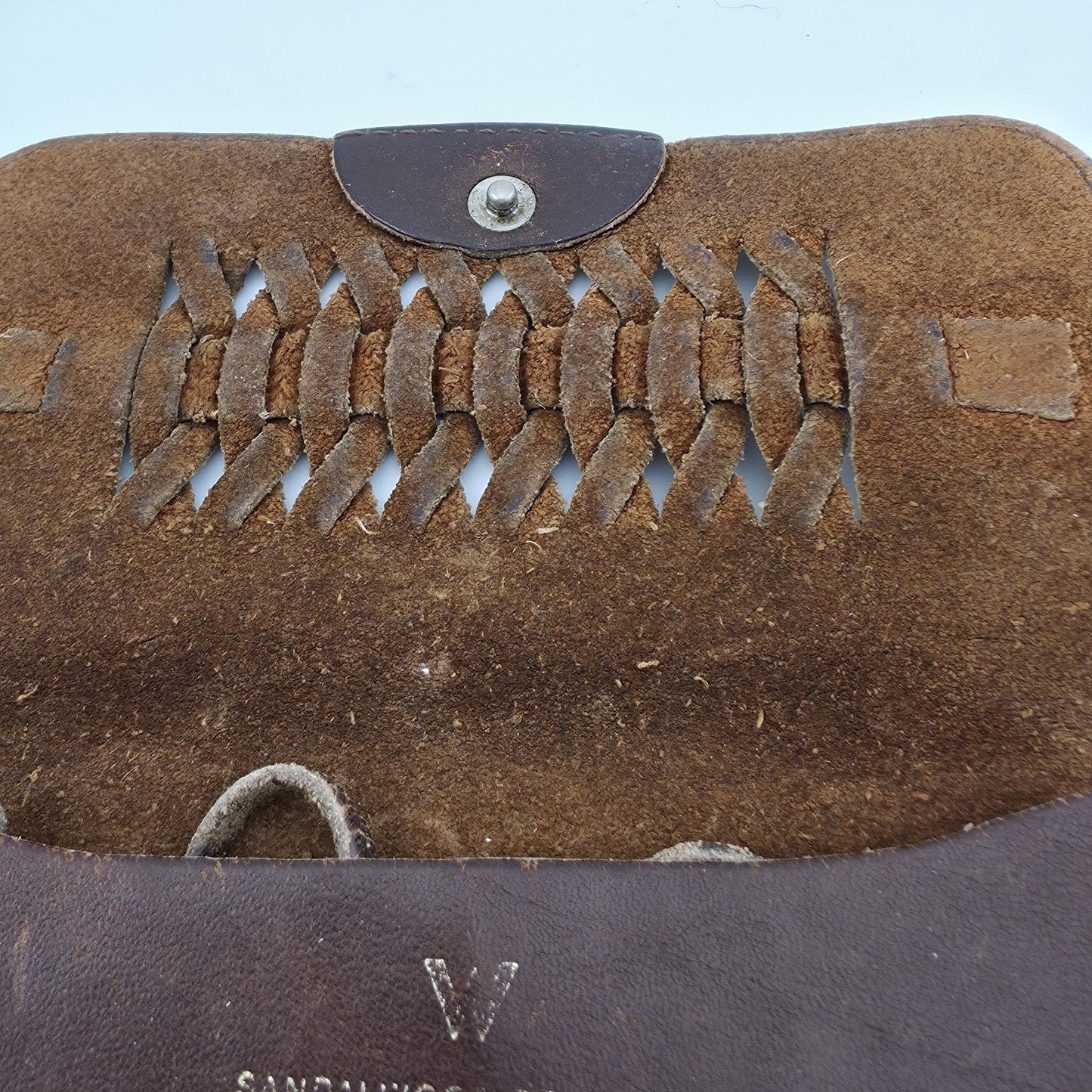Purse Tiny Crossbody Sandalwood Cowhide Leather made in Brazil Vintage Worn 5x5