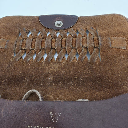 Purse Tiny Crossbody Sandalwood Cowhide Leather made in Brazil Vintage Worn 5x5