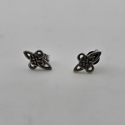 Vintage 925 Sterling Silver Celtic Knot Stud Earrings Irish Openwork PSCO