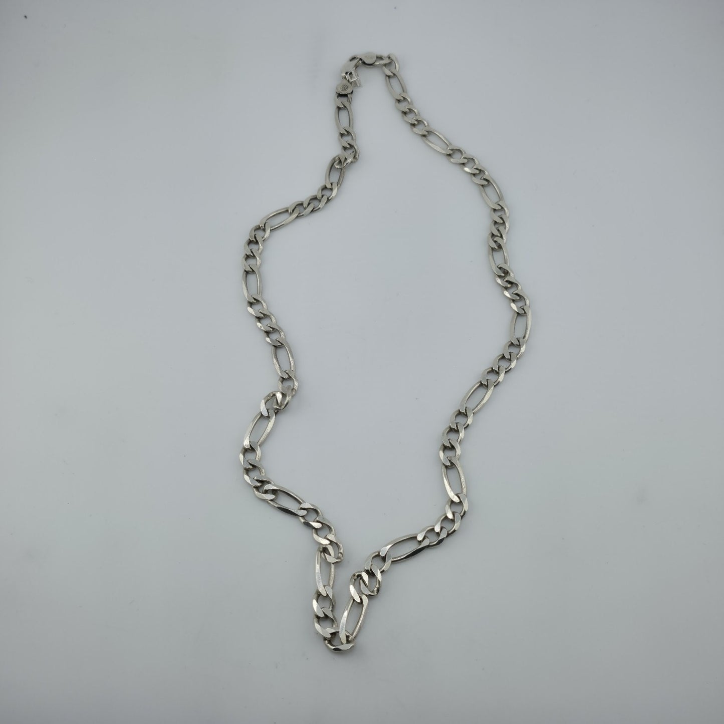 Sterling Silver Figaro Link Chain Necklace 52.9g 26 inches Italy 925 Vintage