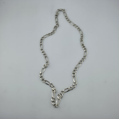 Sterling Silver Figaro Link Chain Necklace 52.9g 26 inches Italy 925 Vintage