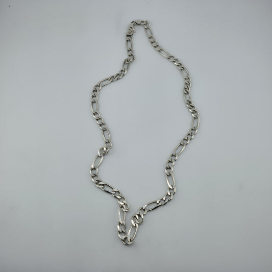 Sterling Silver Figaro Link Chain Necklace 52.9g 26 inches Italy 925 Vintage