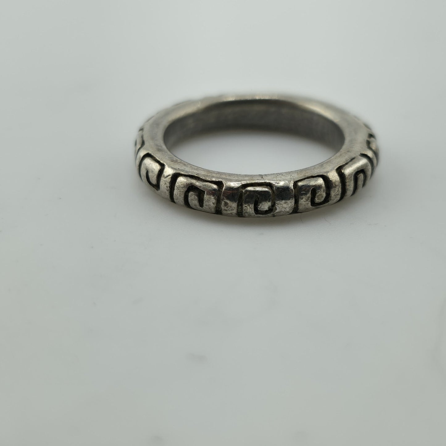 Vintage Mexico 925 Sterling Silver Greek Key Band Ring Size 5.5 6.2g