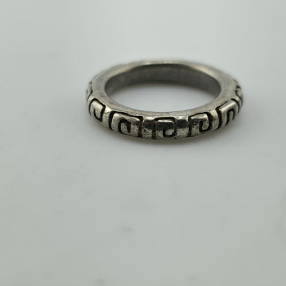 Vintage Mexico 925 Sterling Silver Greek Key Band Ring Size 5.5 6.2g