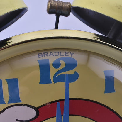 Smurf Double Bell Alarm Clock Bradley Time Blue Yellow Tested Runs Vintage