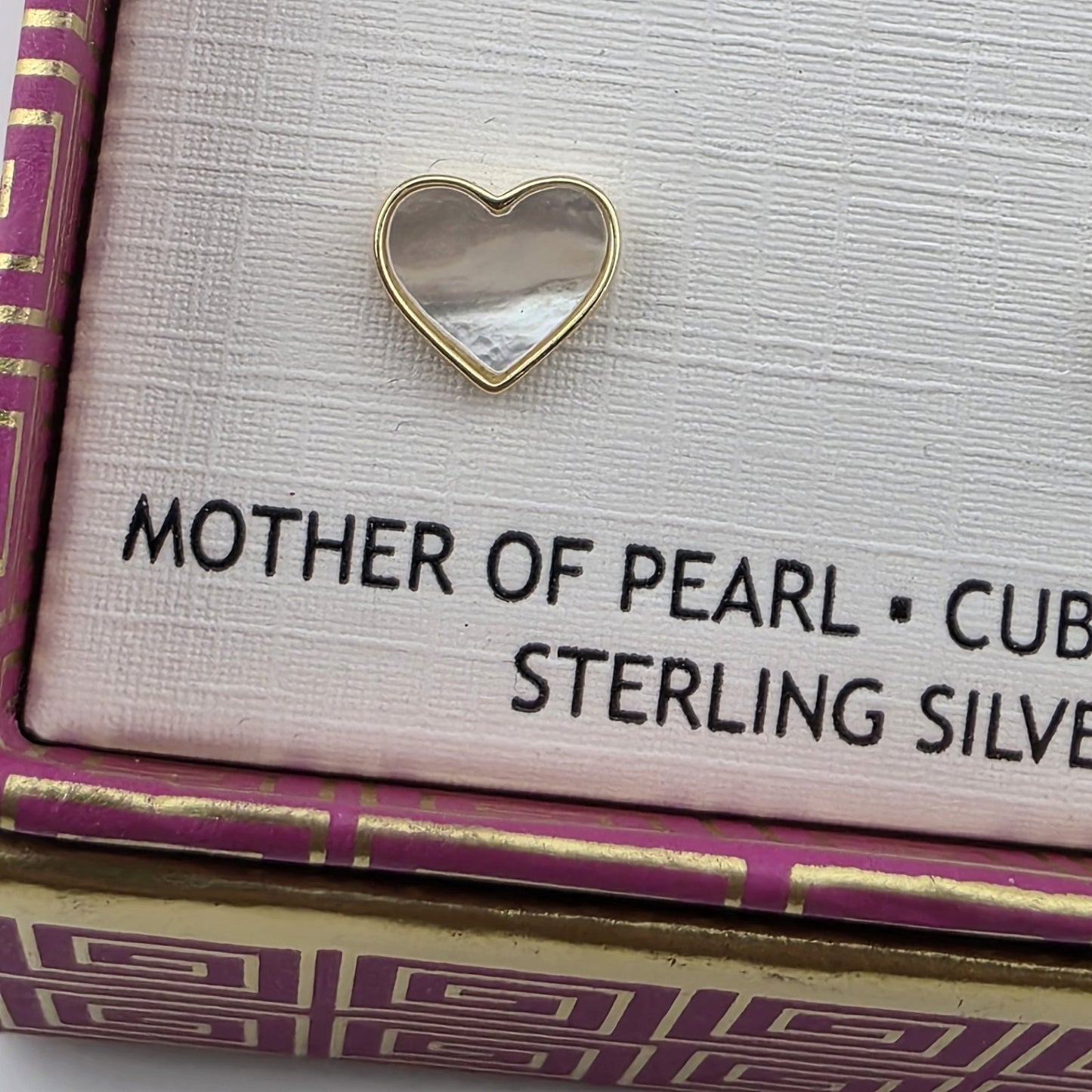 Addison Blvd Sterling Silver Stud Earrings Set CZ Pearl MOP Heart Gold Tone New