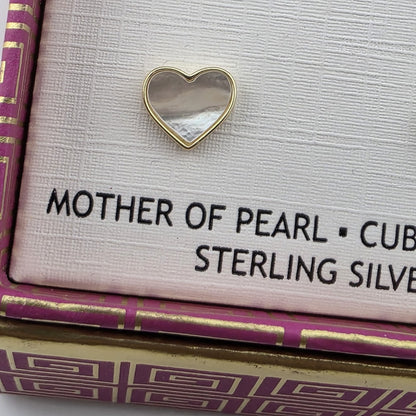 Addison Blvd Sterling Silver Stud Earrings Set CZ Pearl MOP Heart Gold Tone New