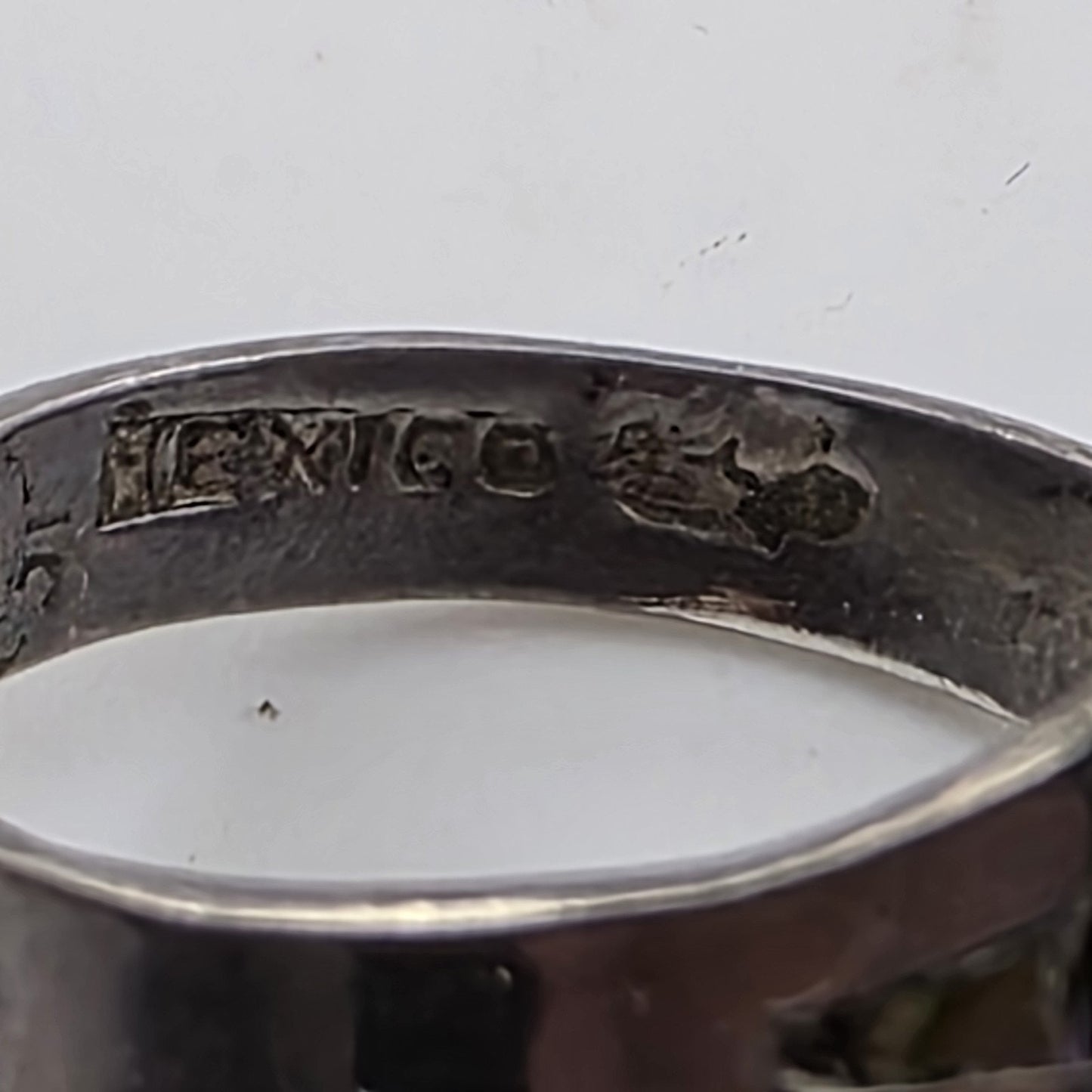 STERLING SILVER Ring ABALONE BYPASS Size 8 - 11 SIGNED APS VINTAGE MEXICAN