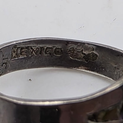 STERLING SILVER Ring ABALONE BYPASS Size 8 - 11 SIGNED APS VINTAGE MEXICAN