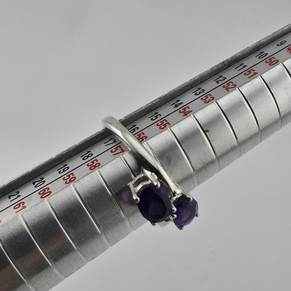 Sterling Silver 925 Amethyst Ring Two Stone Bypass Purple Size 7.75 Jewelry