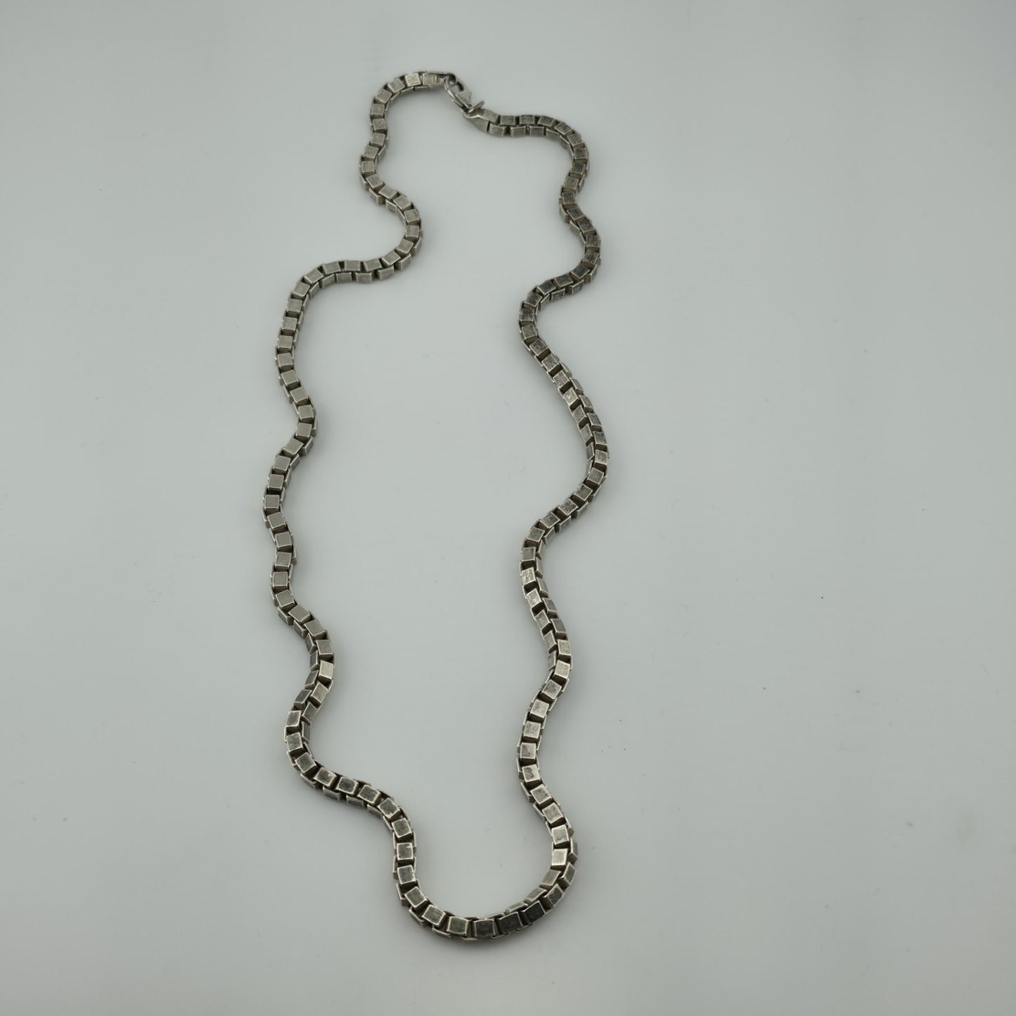 Sterling Silver 925 Box Chain Necklace 24” 4.4mm 65.4g Vintage Italy Patina