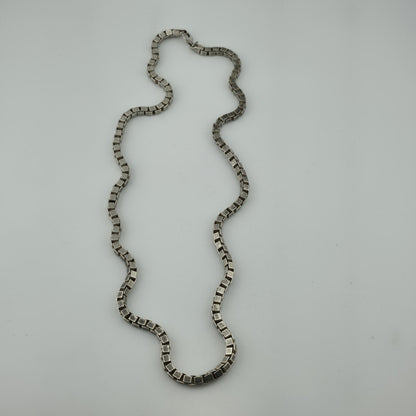 Sterling Silver 925 Box Chain Necklace 24” 4.4mm 65.4g Vintage Italy Patina