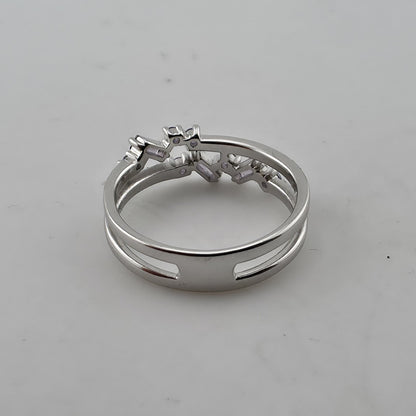 925 Sterling Silver Purple Amethyst Baguette Round Stone Ring Size 9 Split Band