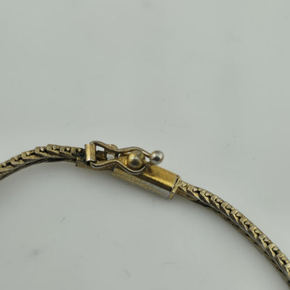 Sterling Silver Bracelet Two Tone Bracelet Panel Link 7" Vintage