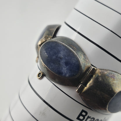 Vintage Taxco Mexico 925 Sterling Silver Blue Sodalite Link Bracelet 6.75 Signed