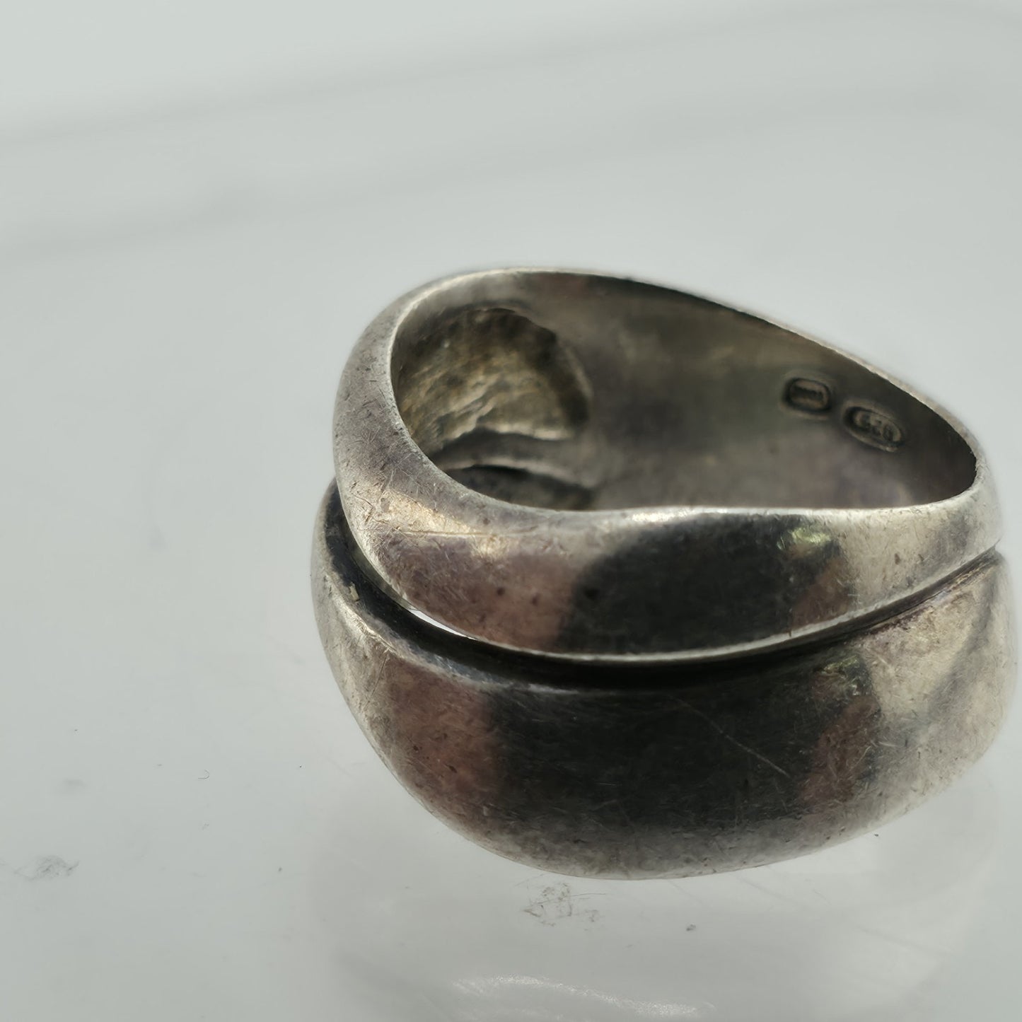 Vintage Sterling Silver Abstract Ring Size 7 Modernist Wide Band 925
