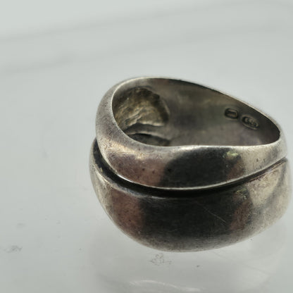 Vintage Sterling Silver Abstract Ring Size 7 Modernist Wide Band 925
