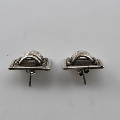 Priscilla Apache PA Sterling Silver Ribbed Cable Stud Earrings Southwest Navajo