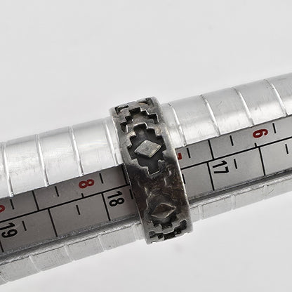 Vintage Sterling Silver Southwestern Cutout Band Ring Size 7.5 Geometric Jewelry