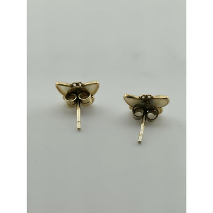 Butterflies Earrings Sterling Silver Mother Of Pearl Gold Plated Studs Dyad Ital