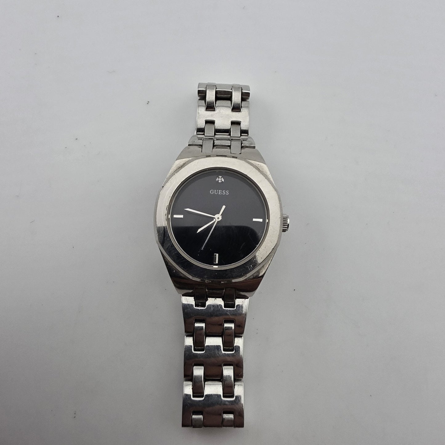 GUESS Women's Stainless Steel Silver Black Dial 27mm Watch U85004L1 6"