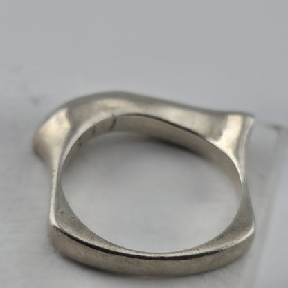 Vintage Modernist MCM Abstract Sterling Silver Ring Size 7 Unique Sculptural Ban
