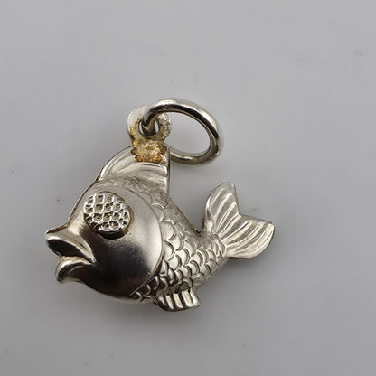 Sterling Silver Fish Charm Pendant 925 Figural Koi Fish Jewelry 3D