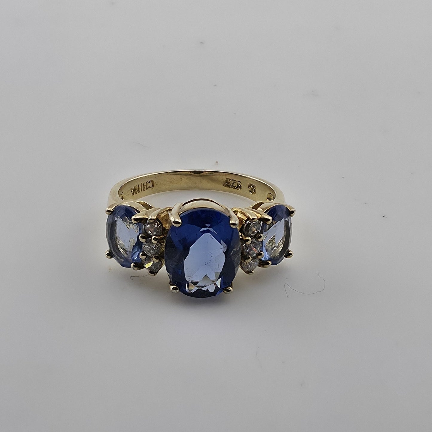 Bella LuceBlue And White Cubic Zirconia 18K Yellow Gold Over Sterling Silver 8
