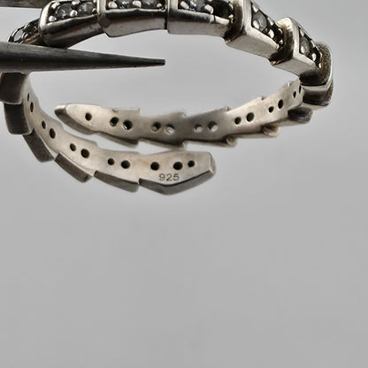 Sterling Silver Adjustable Ring with Pave Accents Missing Stones Size 7 Jewelry