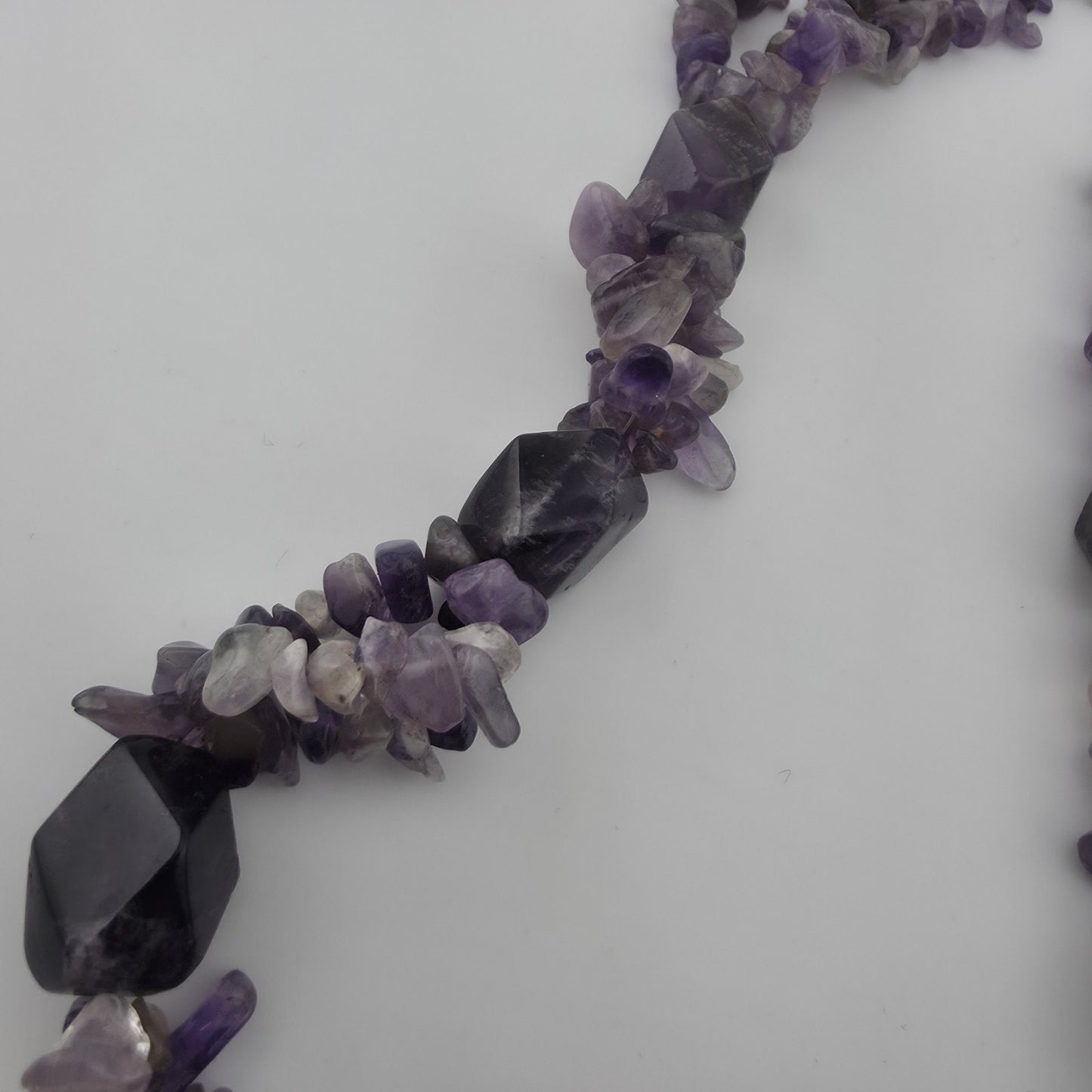 Purple Amethyst Multiple Strand Chip Necklace 20" Toggle Clasp Statement Piece