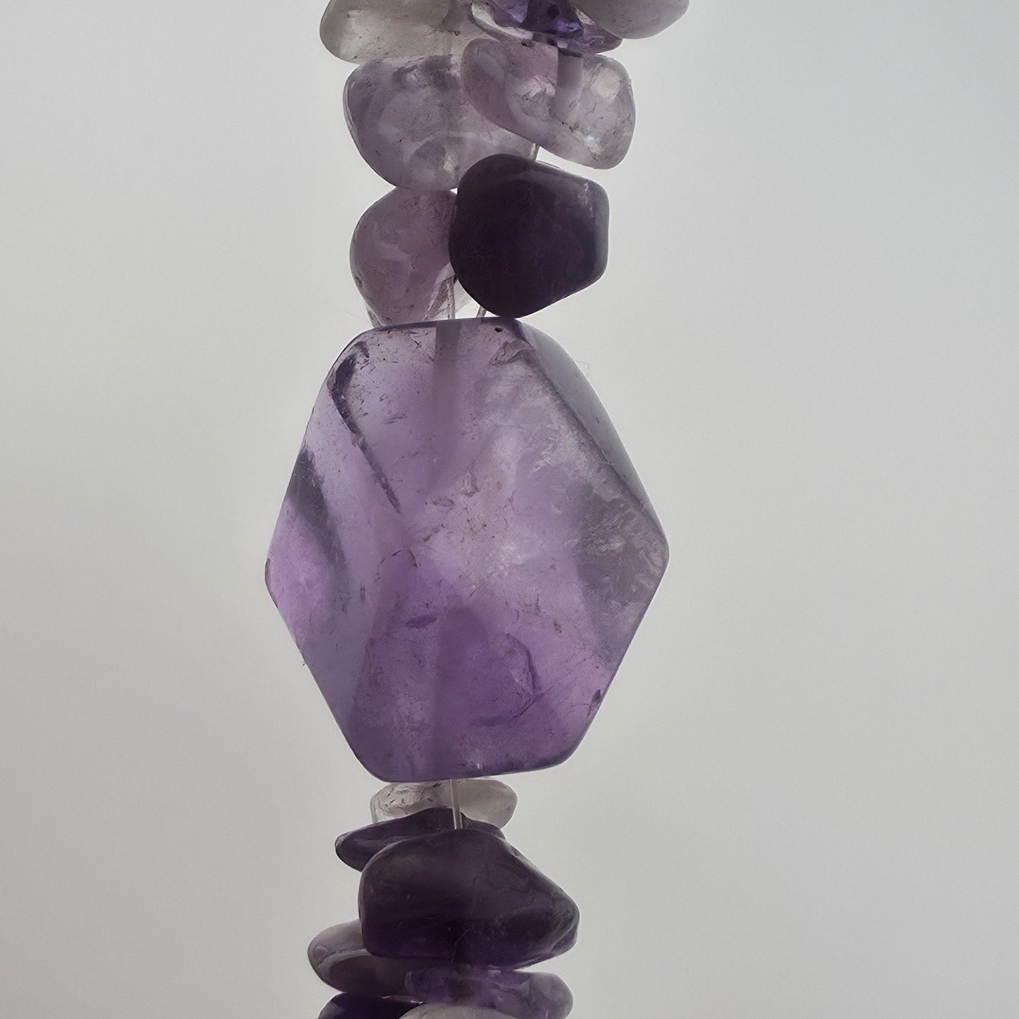 Purple Amethyst Multiple Strand Chip Necklace 20" Toggle Clasp Statement Piece
