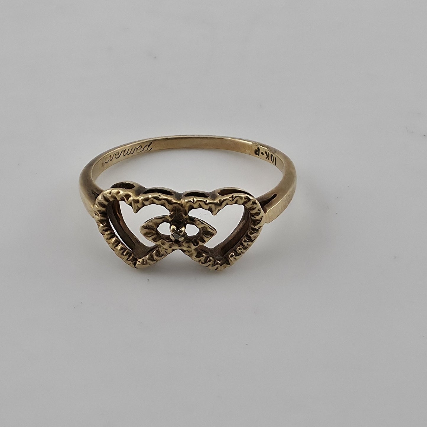10K Gold Diamond Heart Ring Size 5.75 Vintage Jewelry