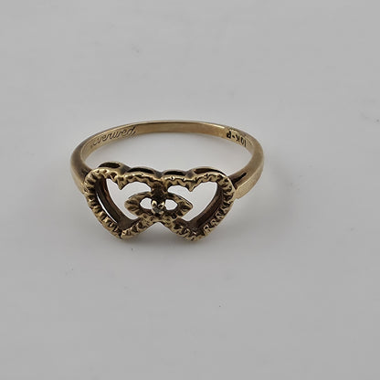 10K Gold Diamond Heart Ring Size 5.75 Vintage Jewelry