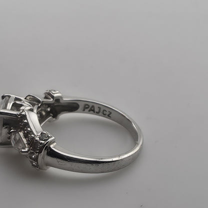 Vintage Sterling Silver PAJCZ CZ Engagement Ring Size 6.75 Statement Ring