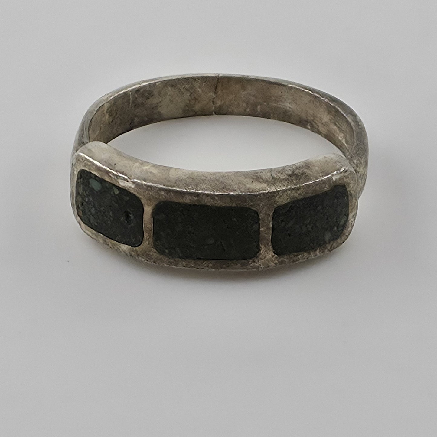 Vintage Sterling Silver Inlay Band Ring Size 7 Southwestern Modernist Geometric