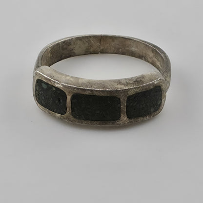 Vintage Sterling Silver Inlay Band Ring Size 7 Southwestern Modernist Geometric