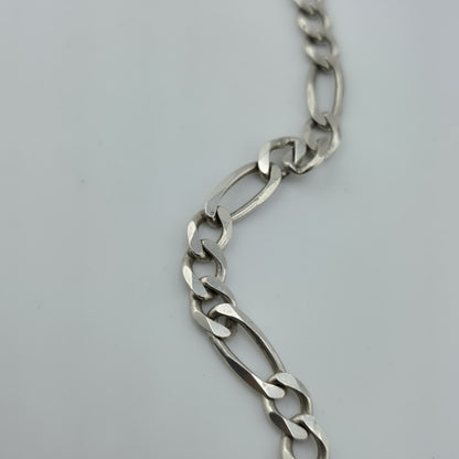 Sterling Silver Figaro Link Chain Necklace 52.9g 26 inches Italy 925 Vintage