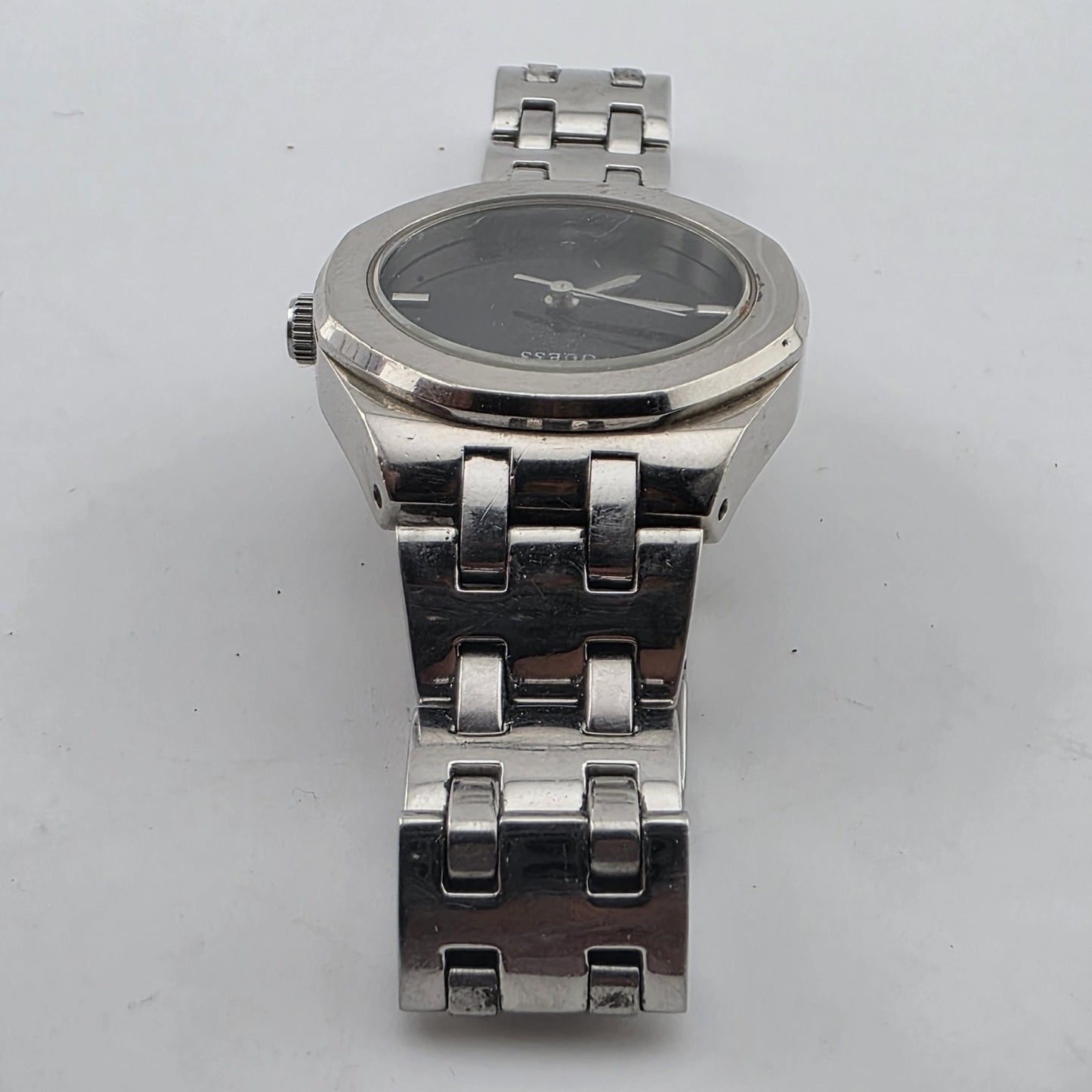 GUESS Women's Stainless Steel Silver Black Dial 27mm Watch U85004L1 6"