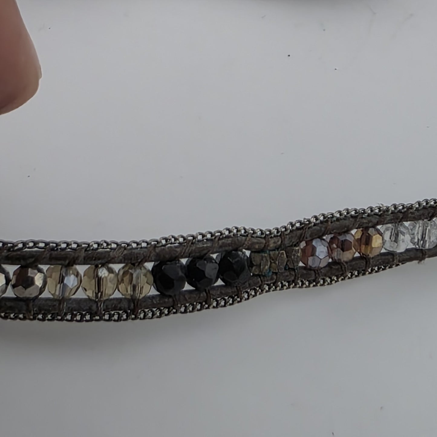 Nakamol Woven Hematite Quartz Bead Necklace / Wrap Bracelet Brown 35”