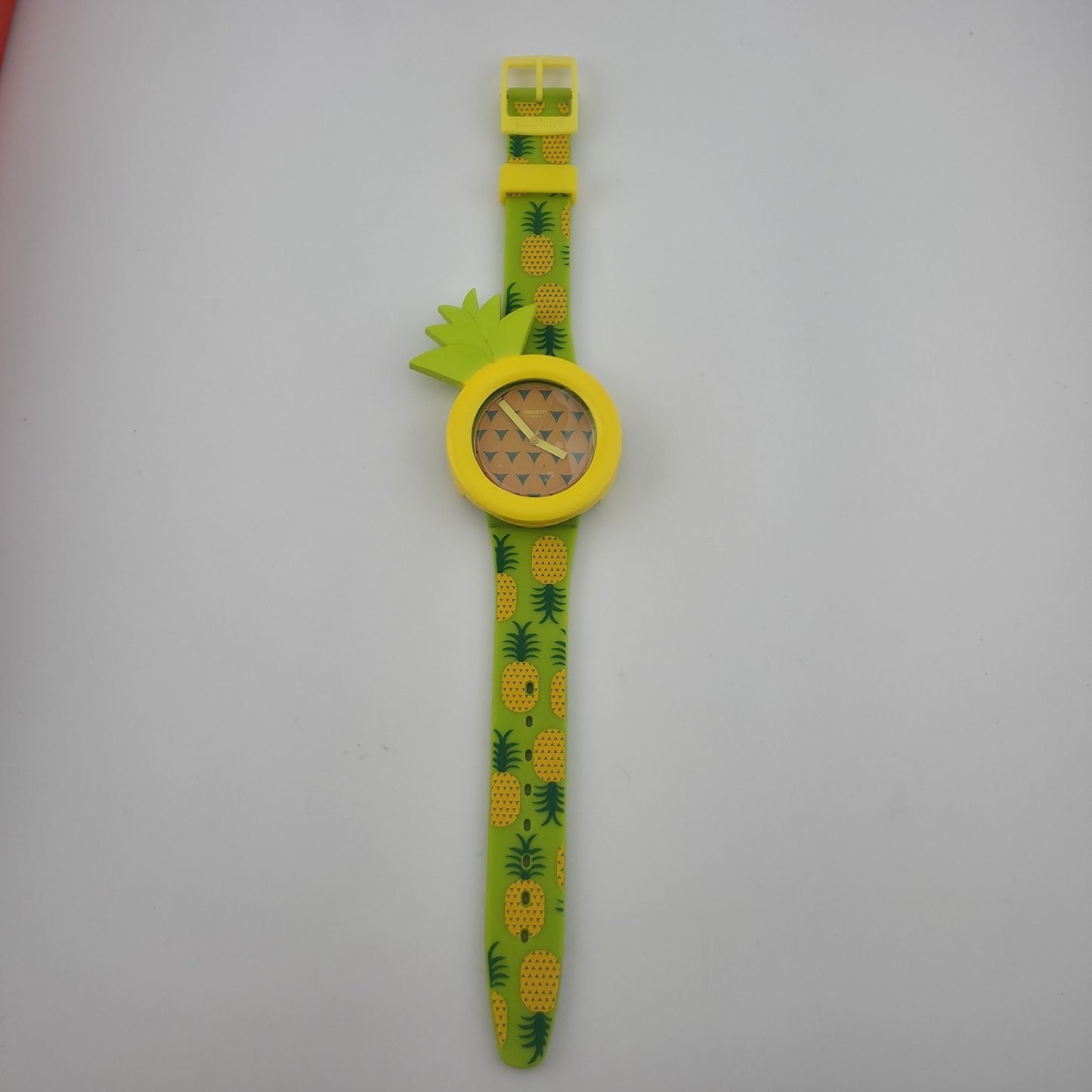 Swatch Originals Exotic Taste Pineapple Watch Green Strap Removable Bezel New