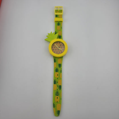 Swatch Originals Exotic Taste Pineapple Watch Green Strap Removable Bezel New