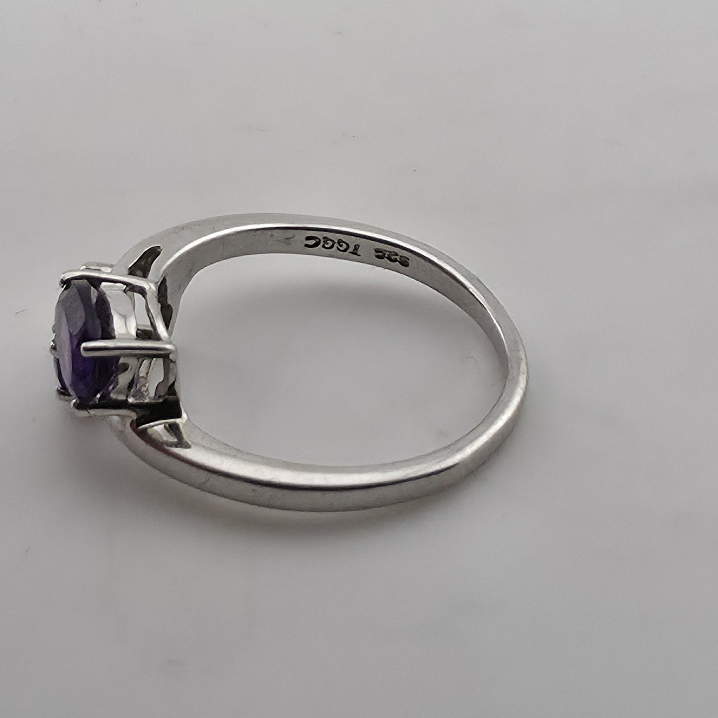 Sterling Silver 925 Amethyst Ring Two Stone Bypass Purple Size 7.75 Jewelry