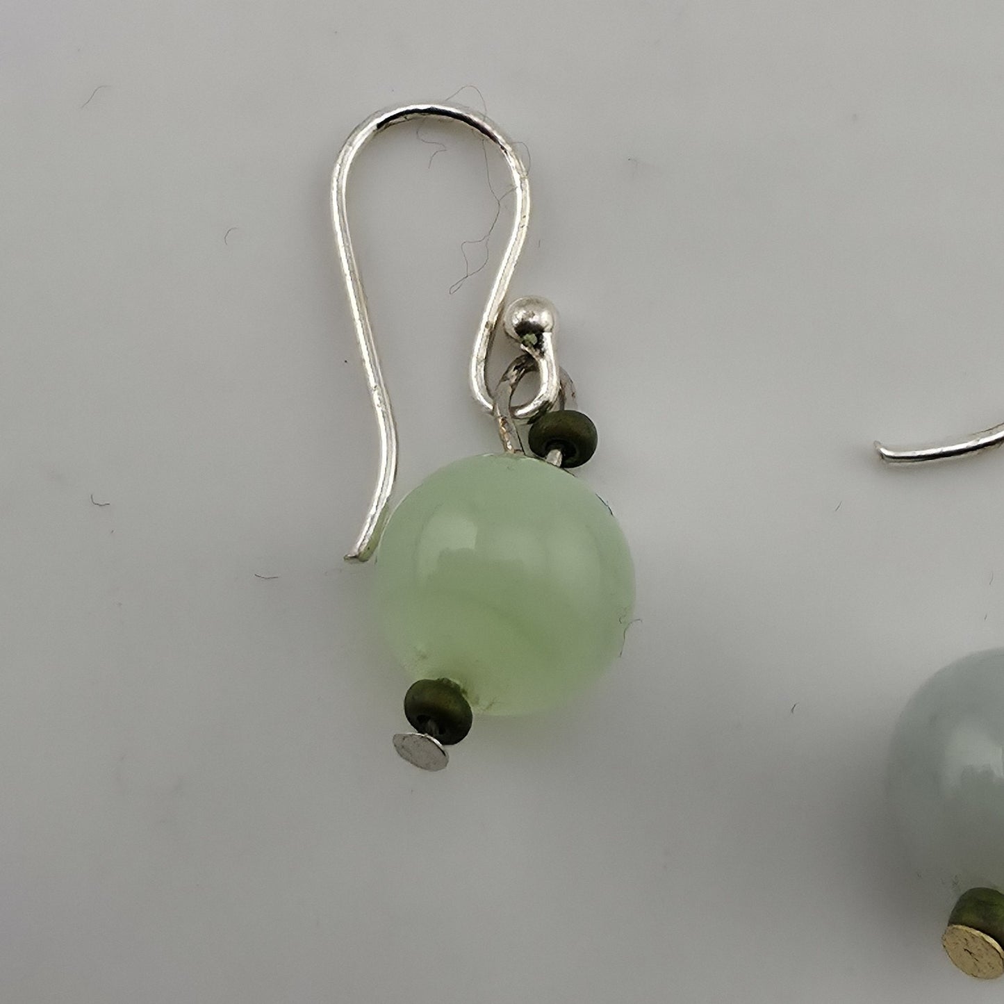 Mismatched Stone Bead Earrings Green Blue Dangle Silver Tone Boho Jewelry