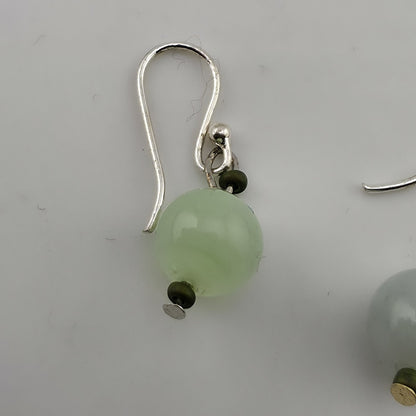 Mismatched Stone Bead Earrings Green Blue Dangle Silver Tone Boho Jewelry