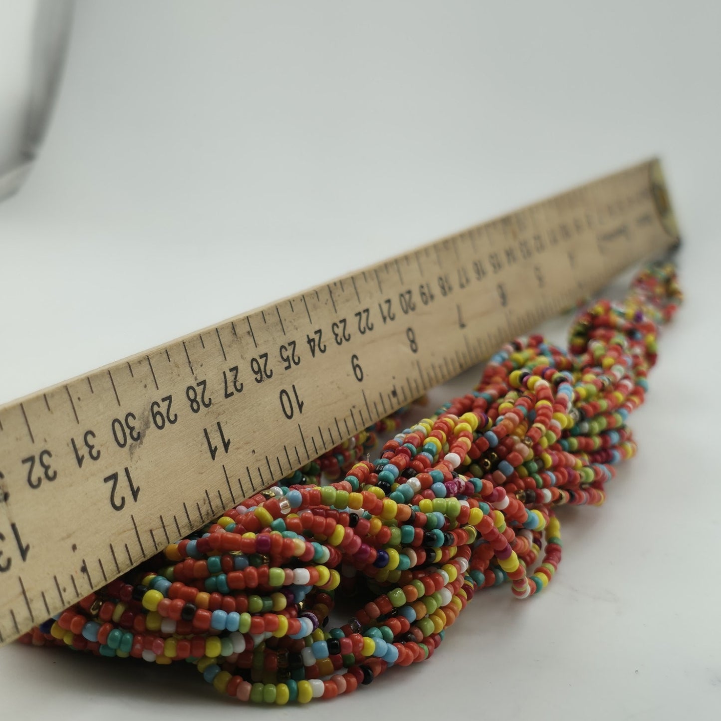 Multicolor Seed Bead Necklace Chunky Boho Statement Multi Strand Adjustable