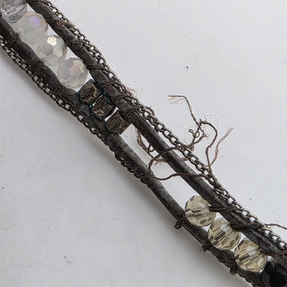 Nakamol Woven Hematite Quartz Bead Necklace / Wrap Bracelet Brown 35”