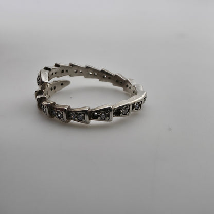 Sterling Silver Adjustable Ring with Pave Accents Missing Stones Size 7 Jewelry