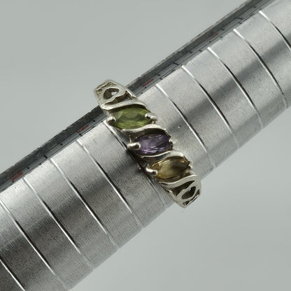 Sterling Silver 925 Avon Birthstone Ring Size 8.75 Vintage Colorful Dainty Stack