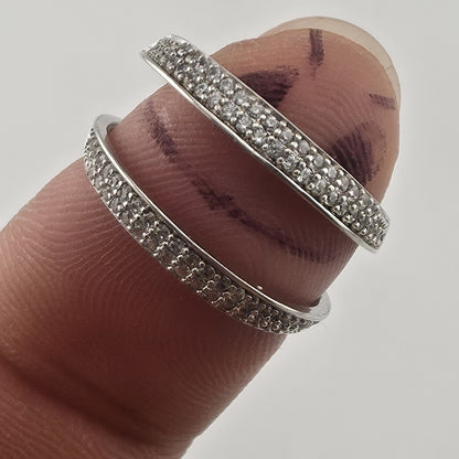 Sterling Silver CZ Bridal Ring Set Size 6.75 Wedding Engagement Set Jewelry