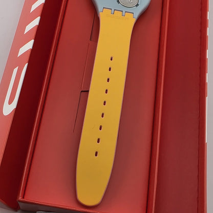 Swatch Blue Layered SUOS403 Quartz Blue Dial Watch New in Box Reverse strap 2019